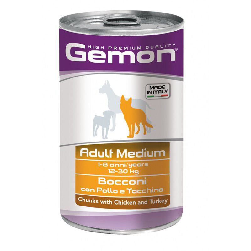 Gemon medium adult konservuotas pašaras su vištienos ir kalakutienos gabaliukais 1250g