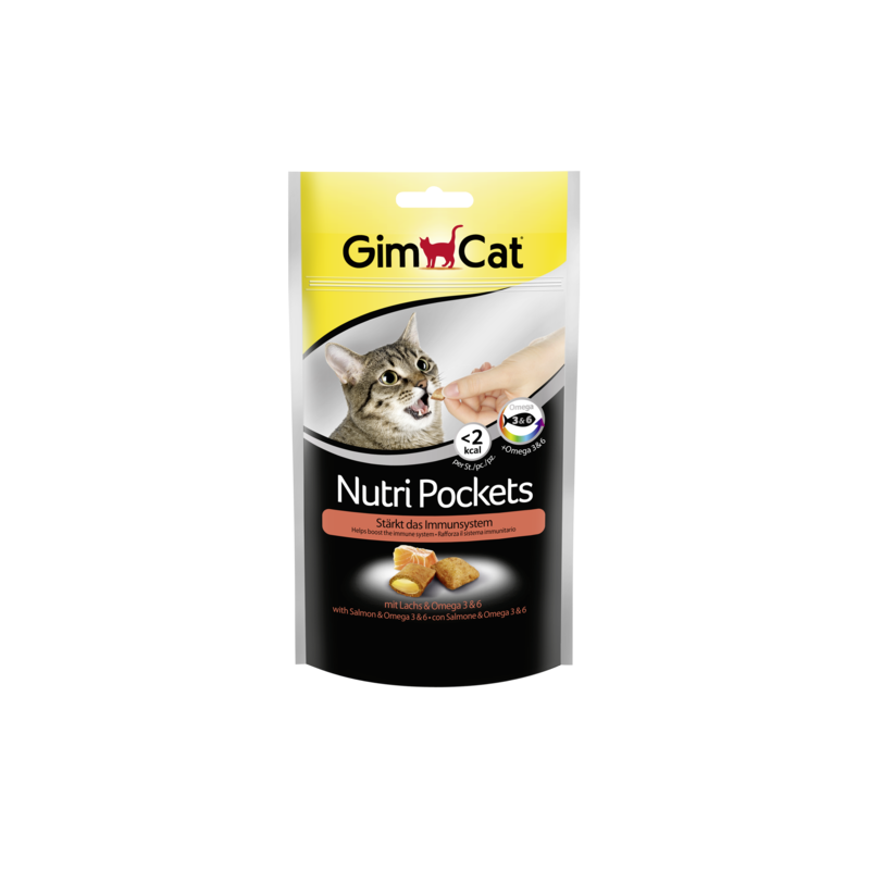 GimCat Nutri Pockets with Salmon & Omega 3&6 skanėstai katėms su Lašiša 60g