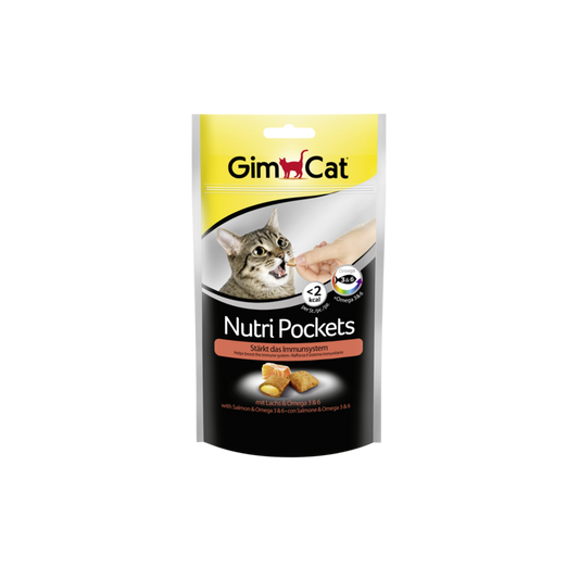 GimCat Nutri Pockets with Salmon & Omega 3&6 skanėstai katėms su Lašiša 60g