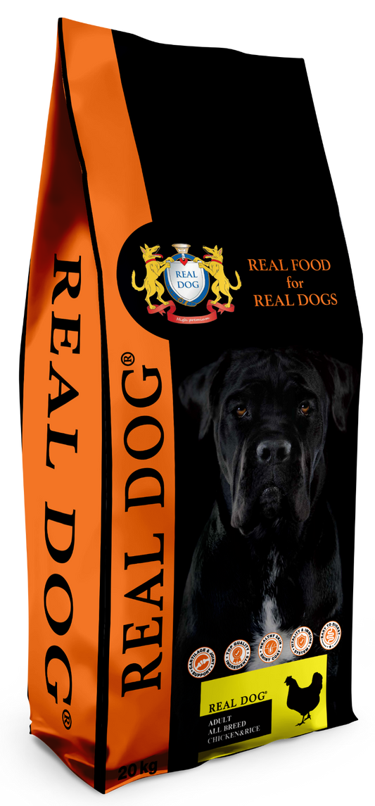 Real Dog Adult Large-Giant Breeds su vištiena ir ryžiais 20kg
