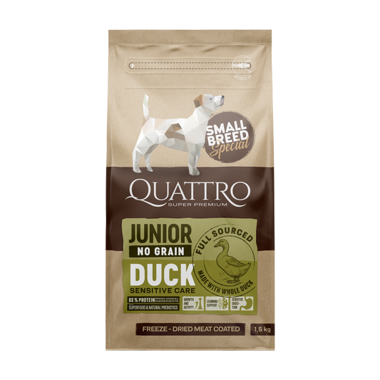 Quattro SB sausas jaunų mažų veislių šunų pašaras su antiena 1,5kg