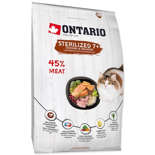 Ontario Cat Sterilised 7+ 0,4kg (Sterilizuotoms 7+)