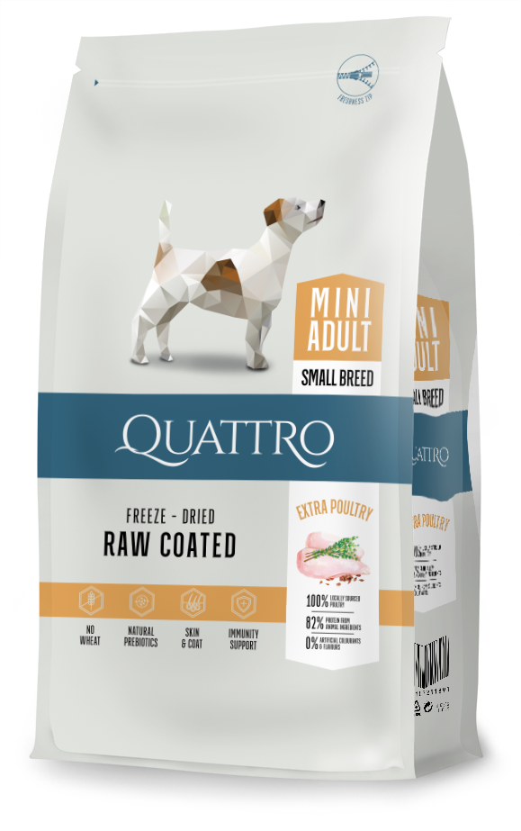 QUATTRO Mini Poultry su paukštiena sausas mažų veislių šunų pašaras 7kg