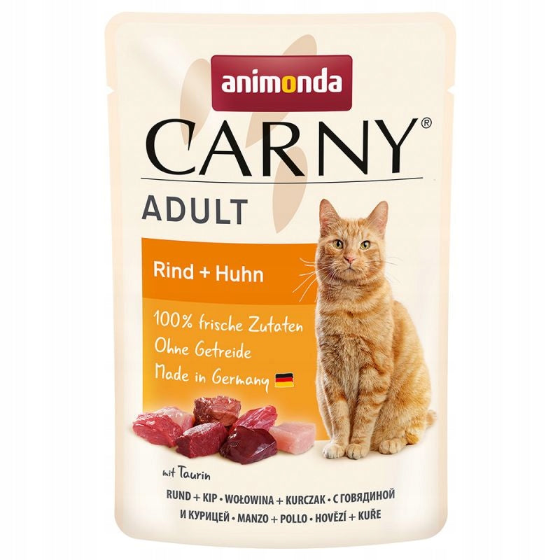 Animonda Carny Adult - šlapias kačių maistas, jautiena ir vištiena 8x85g