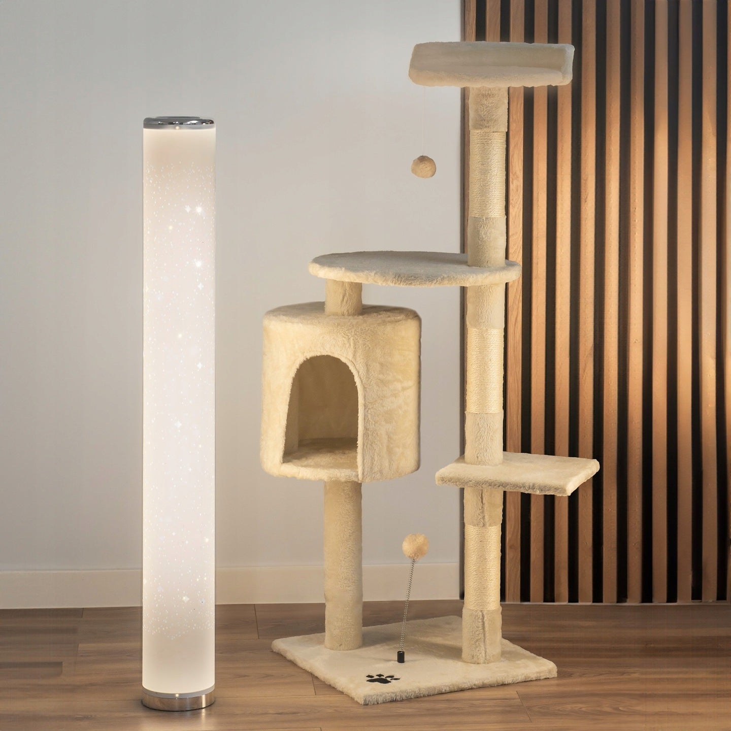 Kačių draskyklė "TomiDomi" smėlio spalvos 116 cm