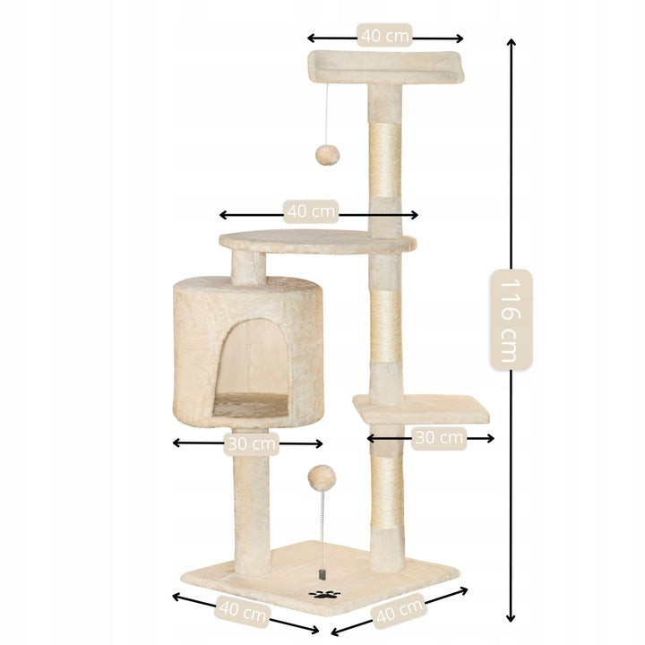 Kačių draskyklė "TomiDomi" smėlio spalvos 116 cm