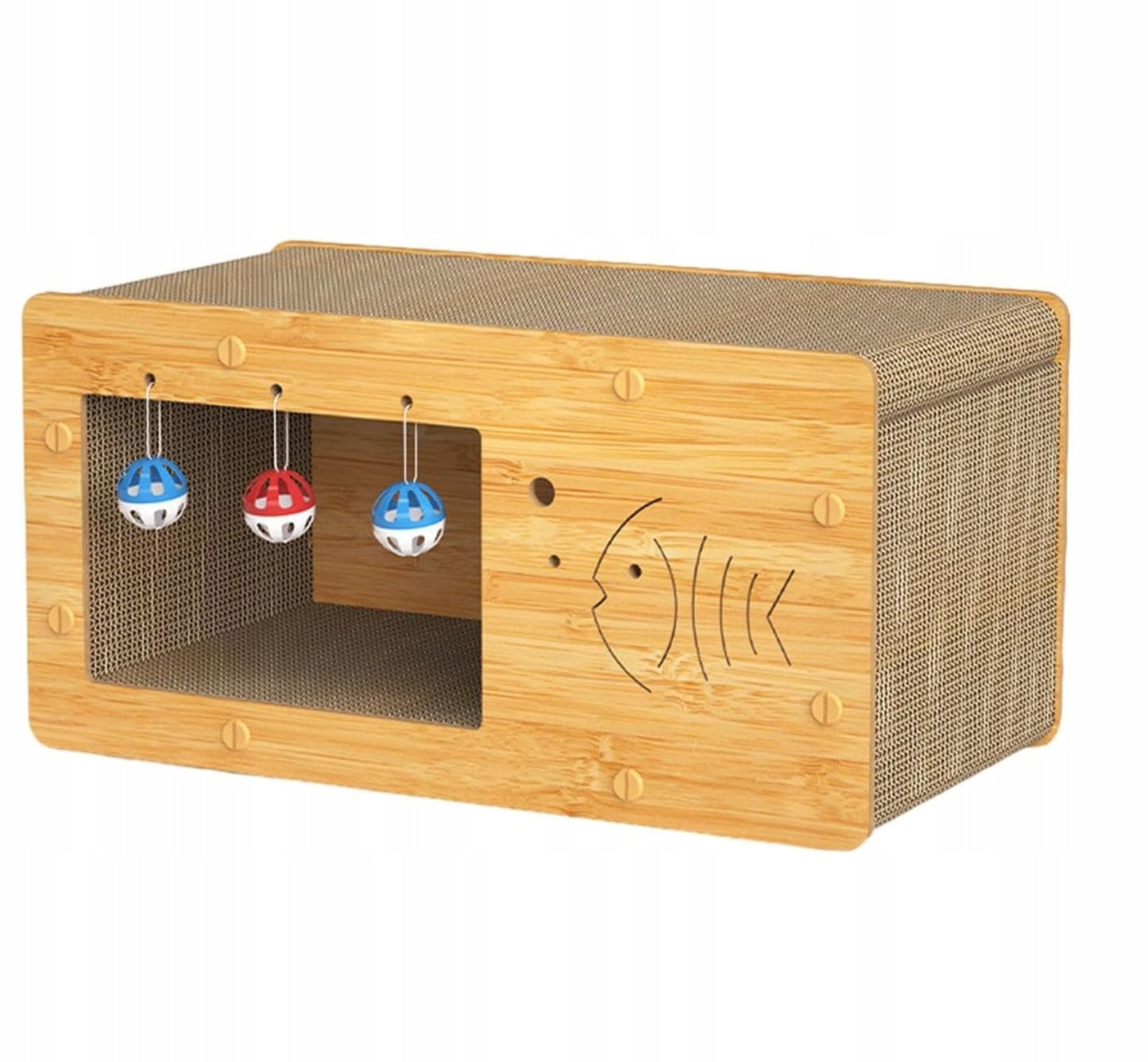 Kačių draskyklė su trimis kamuoliukais