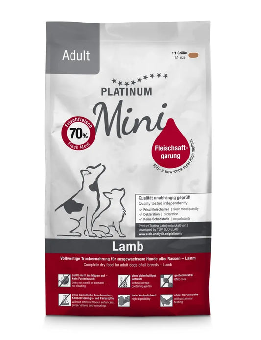 Platinum Adult Mini sausas pašaras mažų veislių šunims su ėriena 900g