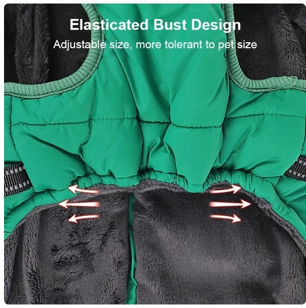 Šilta striukė šuniui su diržais