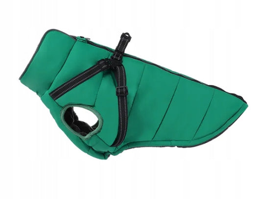 Šilta striukė šuniui su diržais