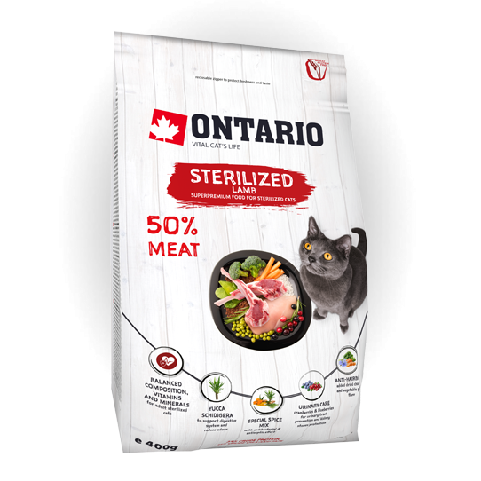 Ontario Cat Sterilised Lamb 0,4kg (Sterilizuotoms su ėriena)