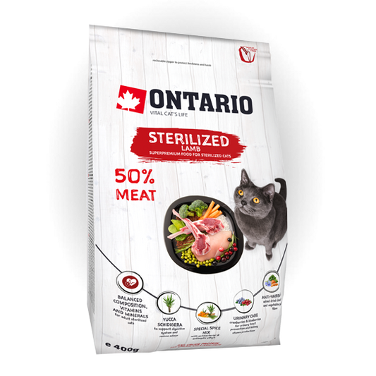 Ontario Cat Sterilised Lamb 0,4kg (Sterilizuotoms su ėriena)