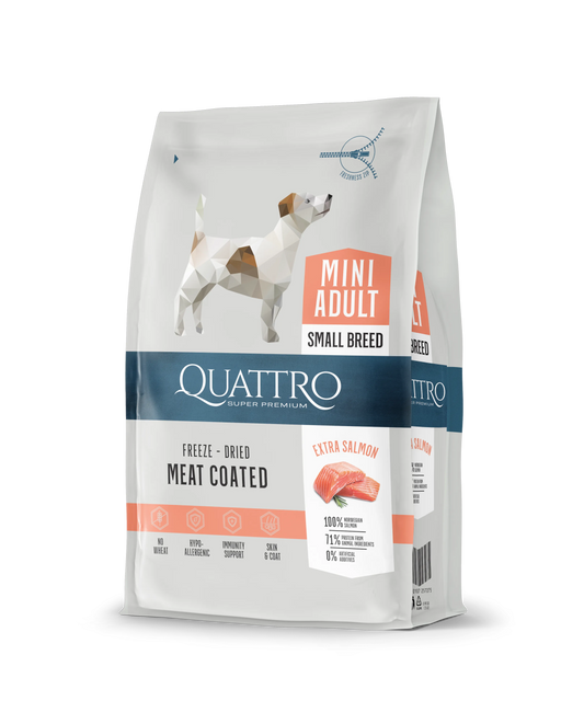 QUATTRO Mini Salmon su lašiša sausas mažų veislių šunų pašaras 1,5kg