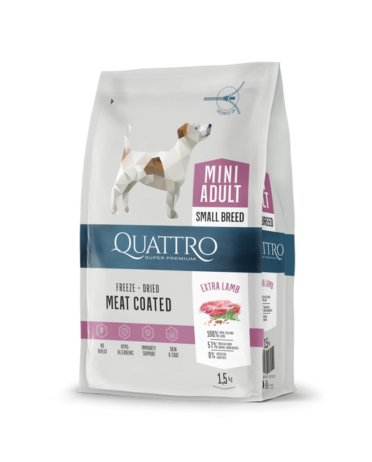 QUATTRO Mini Lamb su ėriena sausas mažų veislių šunų pašaras 1,5kg