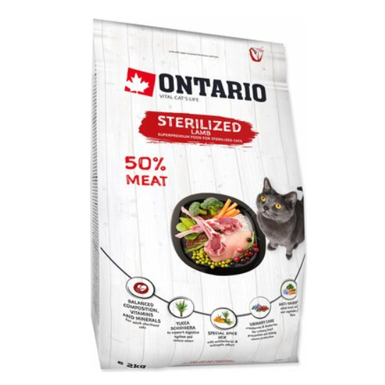Ontario Cat Sterilised Lamb 2kg (Sterilizuotoms su ėriena)