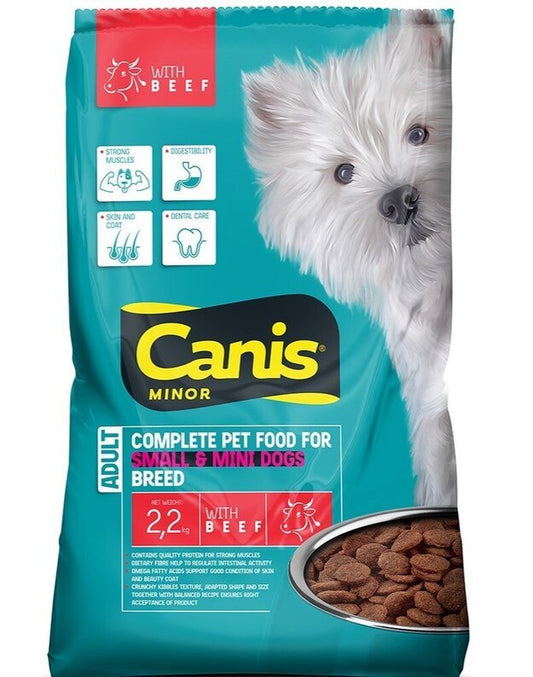 CANIS MINOR sausas pašaras mažoms veislėms su jautiena, 2,2kg