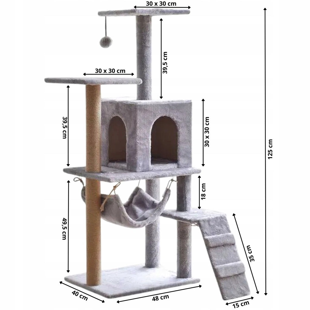 Kačių draskyklė su hamaku 125 cm.