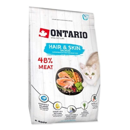 Ontario Cat Hair & Skin 0,4kg (Kailiui ir odai)