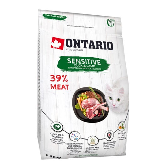 Ontario Cat Sensitive/Derma 0,4kg (Jautrioms)