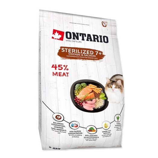 Ontario Cat Sterilised 7+ 2kg (Sterilizuotoms 7+)