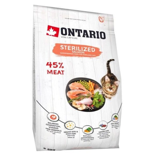 Ontario Cat Sterilised Salmon 2kg (Sterilizuotoms su lašiša)