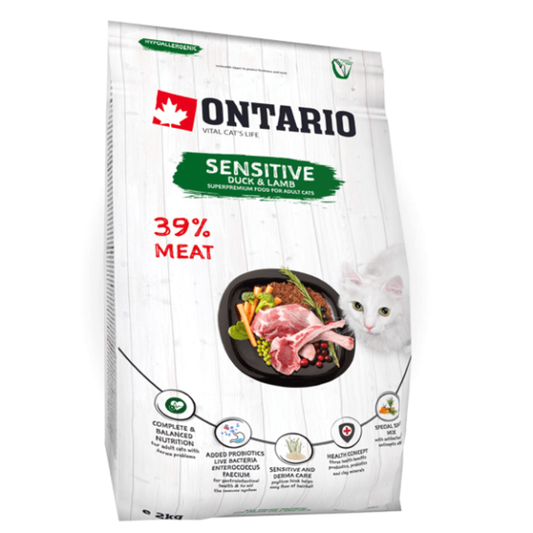 Ontario Cat Sensitive/Derma 2kg (Jautrioms)