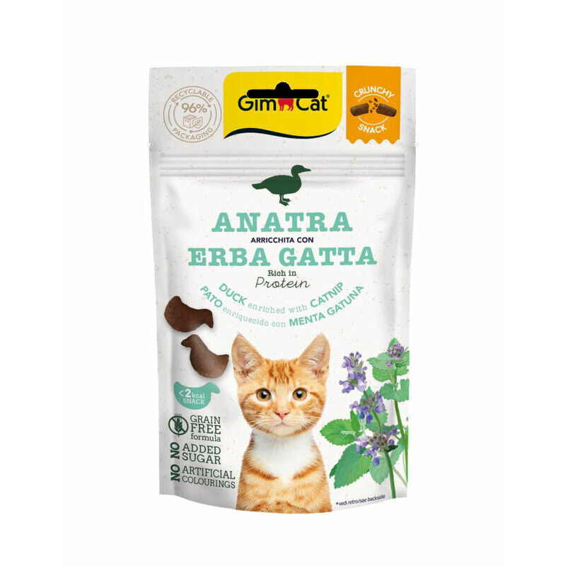 Gimcat Crunchy Snacks Duck /Catnip 50g traškūs skanėstai antis/katžolė