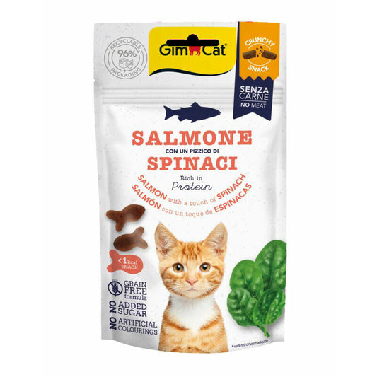 Gimcat Crunchy Snacks Salmon & Spinach traškūs skanėstai lašiša/špinatai 50g