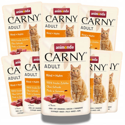 Animonda Carny Adult - šlapias kačių maistas, jautiena ir vištiena 8x85g