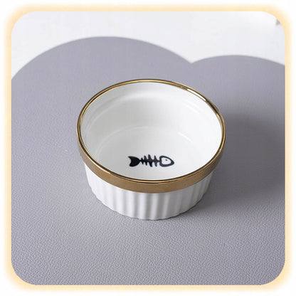 Dvigubas keraminis katės dubuo ant stovo 2x300m