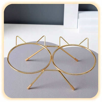 Dvigubas keraminis katės dubuo ant stovo 2x300m