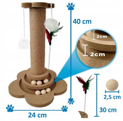 Katčių draskyklė su kamuoliukais 40cm