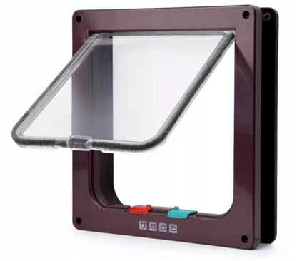 Durų atvartas su 4 krypčių magnetu, naminių gyvūnėlių durys katėms ir šunims (XL-29 x 25 x 5,5 cm, ruda)