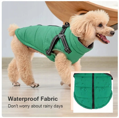 Šilta striukė šuniui su diržais