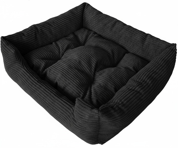 Minkštas pliušinis guolis 75x65cm juodos spalvos, velvetas