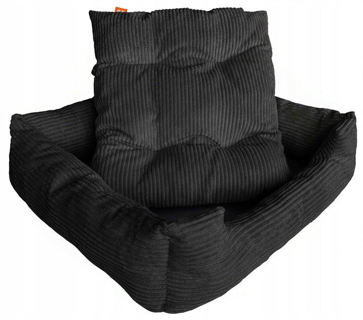 Minkštas pliušinis guolis 75x65cm juodos spalvos, velvetas