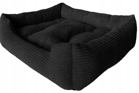 Minkštas pliušinis guolis 75x65cm juodos spalvos, velvetas