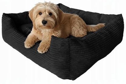 Minkštas pliušinis guolis 75x65cm juodos spalvos, velvetas