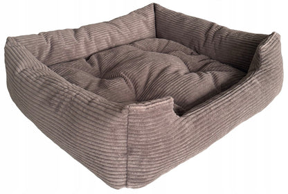 Minkštas pliušinis guolis 75x65cm tamsiai smėlio spalvos, velvetas