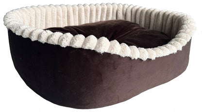 Minkštas, pūkuotas guolis šunims ir katėms 60x50cm LEO velvetas rudas
