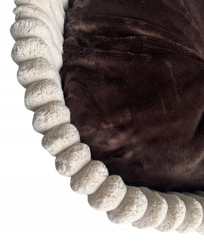 Minkštas, pūkuotas guolis šunims ir katėms 60x50cm LEO velvetas rudas