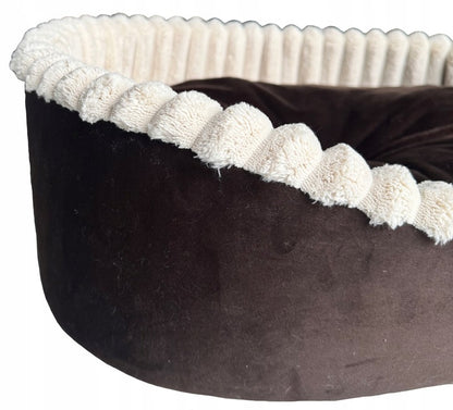 Minkštas, pūkuotas guolis šunims ir katėms 60x50cm LEO velvetas rudas