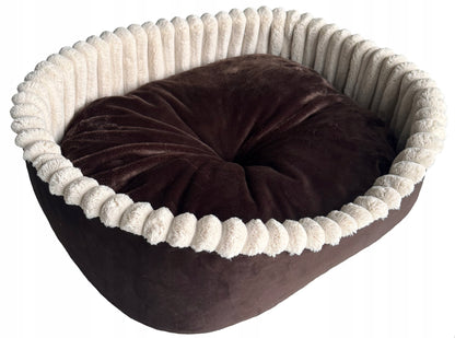 Minkštas, pūkuotas guolis šunims ir katėms 60x50cm LEO velvetas rudas