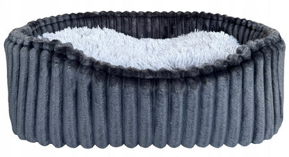 Minkštas pūkuotas guolis šunims ir katėms 60x50cm LEO velvetas grafito spalvos