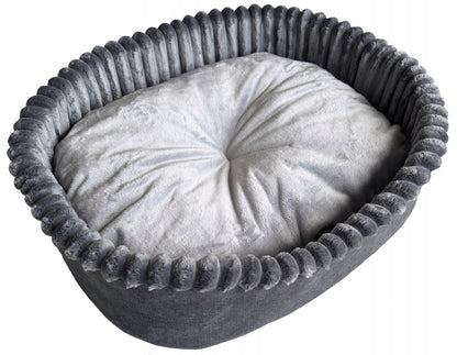 Minkštas pūkuotas guolis šunims ir katėms 60x50cm LEO velvetas pilkas