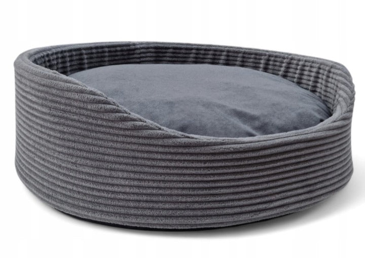 Dvipusis šuns ir katės guolis, pūkuotas aksomas, grafito spalvos, 60x55