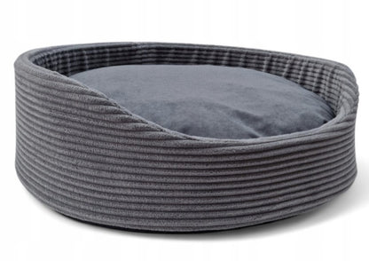 Dvipusis šuns ir katės guolis, pūkuotas aksomas, grafito spalvos, 60x55