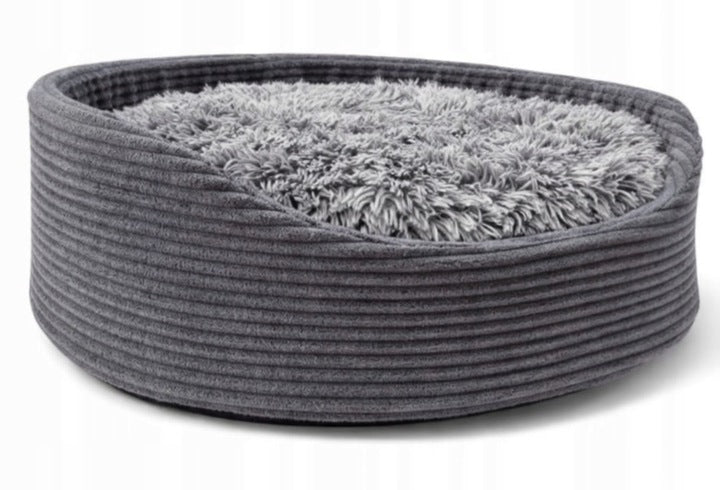 Dvipusis šuns ir katės guolis, pūkuotas aksomas, grafito spalvos, 60x55