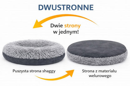Dvipusis šuns ir katės guolis, pūkuotas aksomas, grafito spalvos, 60x55