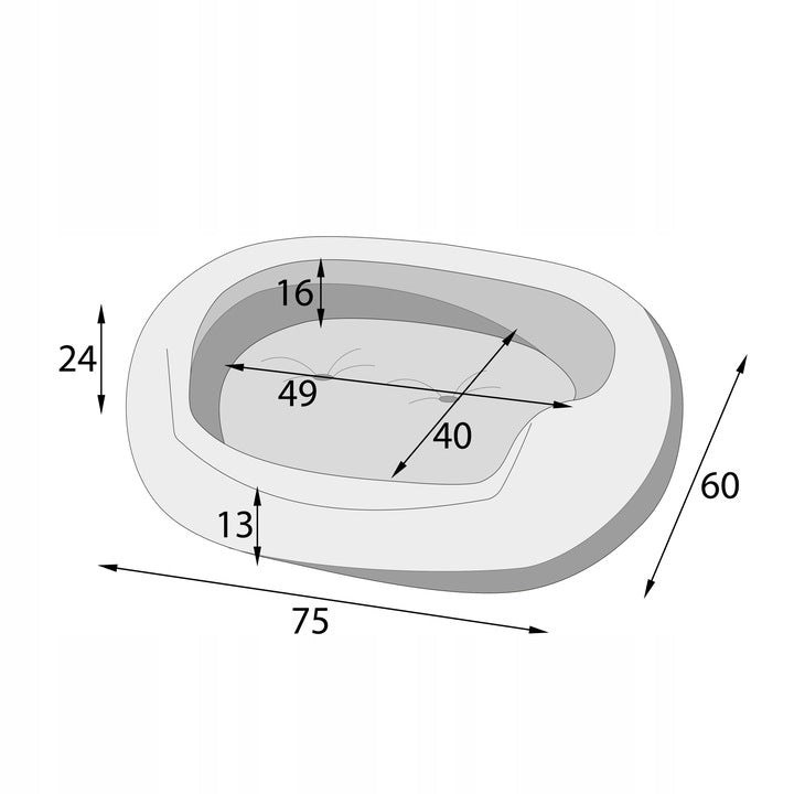Guolis šuniui L 75x60 cm - Nuimamas čiužinys, Grafitas su letenėlėmis